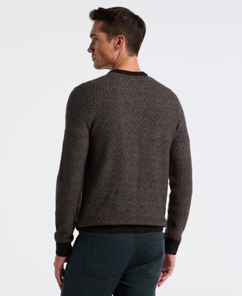 Herringbone Crew Neck Sweater (Black) 
