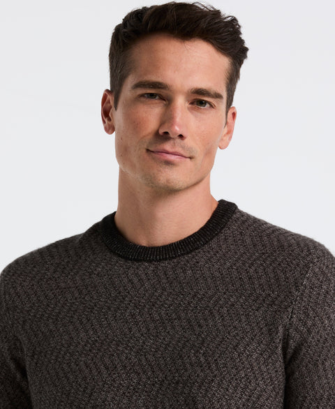 Herringbone Crew Neck Sweater (Black) 