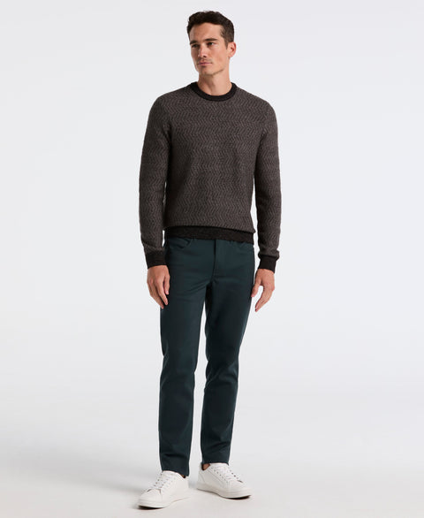 Herringbone Crew Neck Sweater (Black) 
