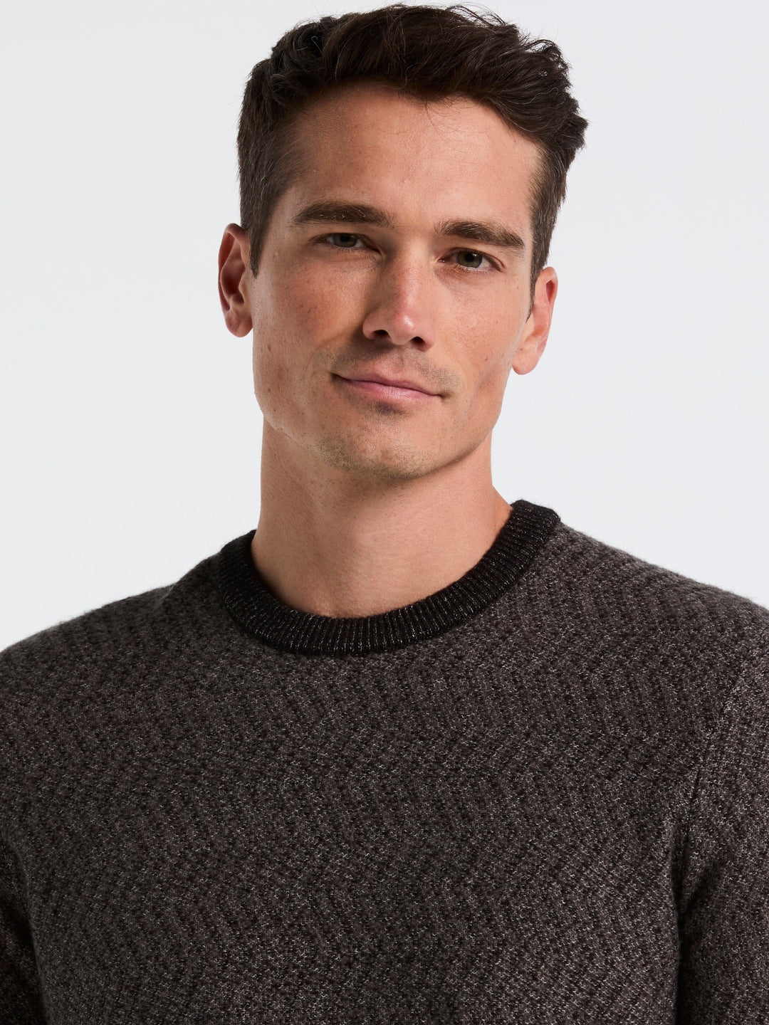 Herringbone Crew Neck Sweater (Black) 
