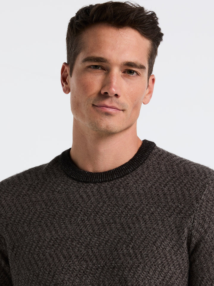 Herringbone Crew Neck Sweater (Black) 