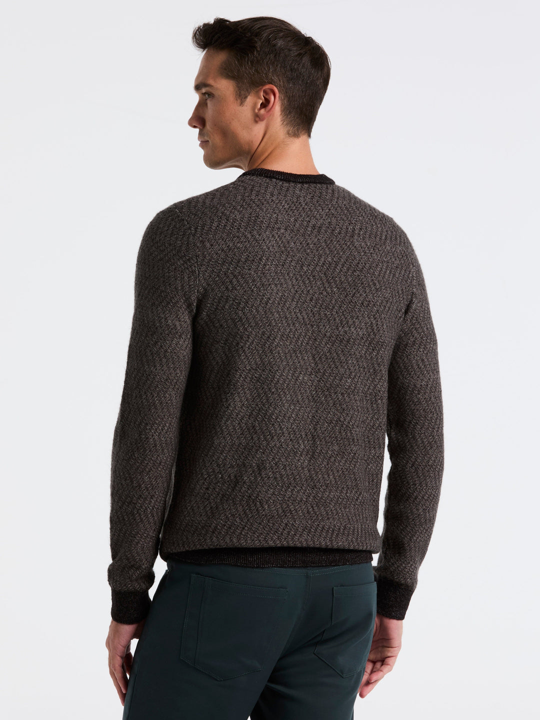 Herringbone Crew Neck Sweater (Black) 