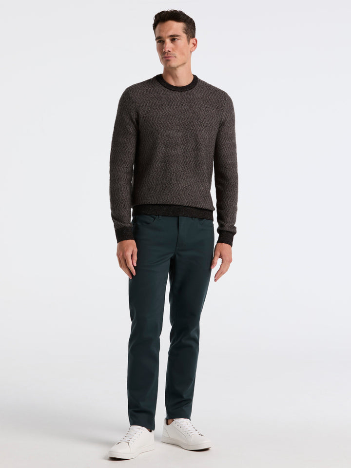Herringbone Crew Neck Sweater (Black) 