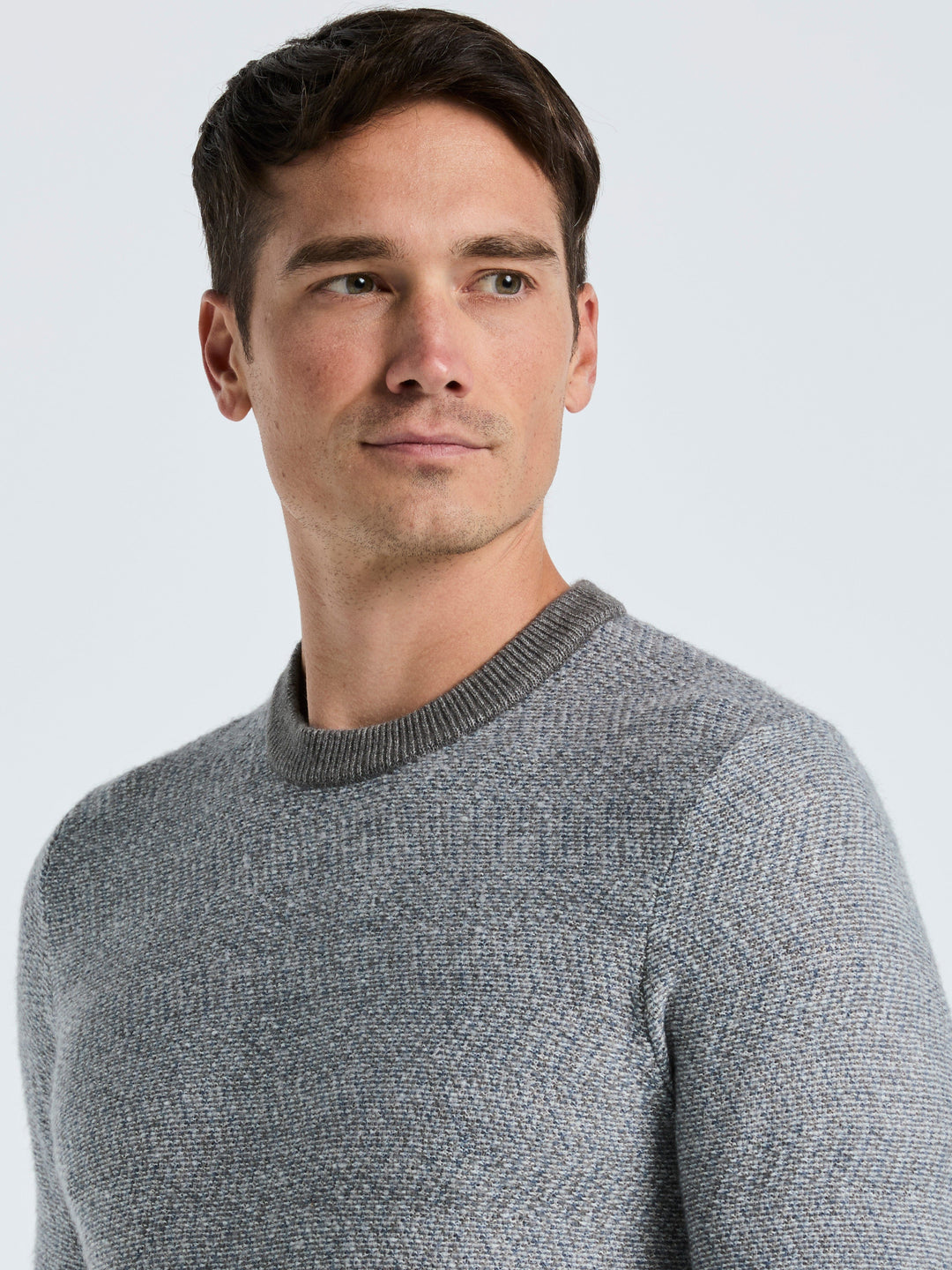 Herringbone Crew Neck Sweater (Quiet Gray) 