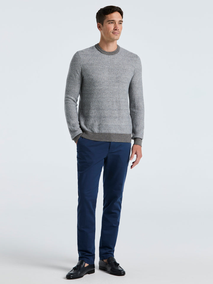 Herringbone Crew Neck Sweater (Quiet Gray) 