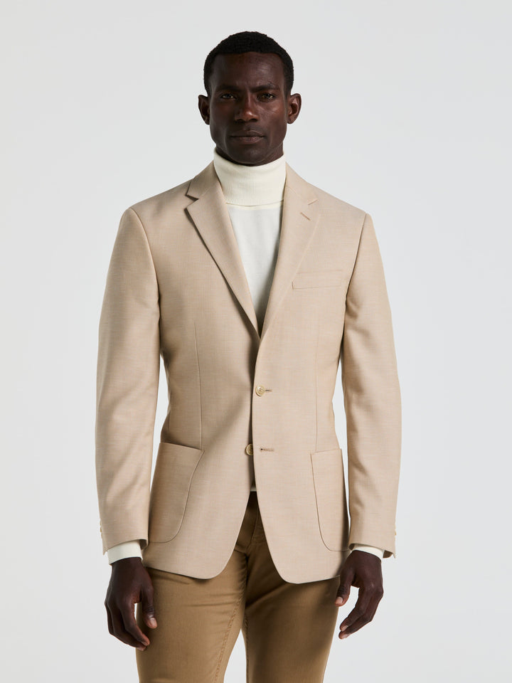 Herringbone Pattern Sports Coat (Beige) 