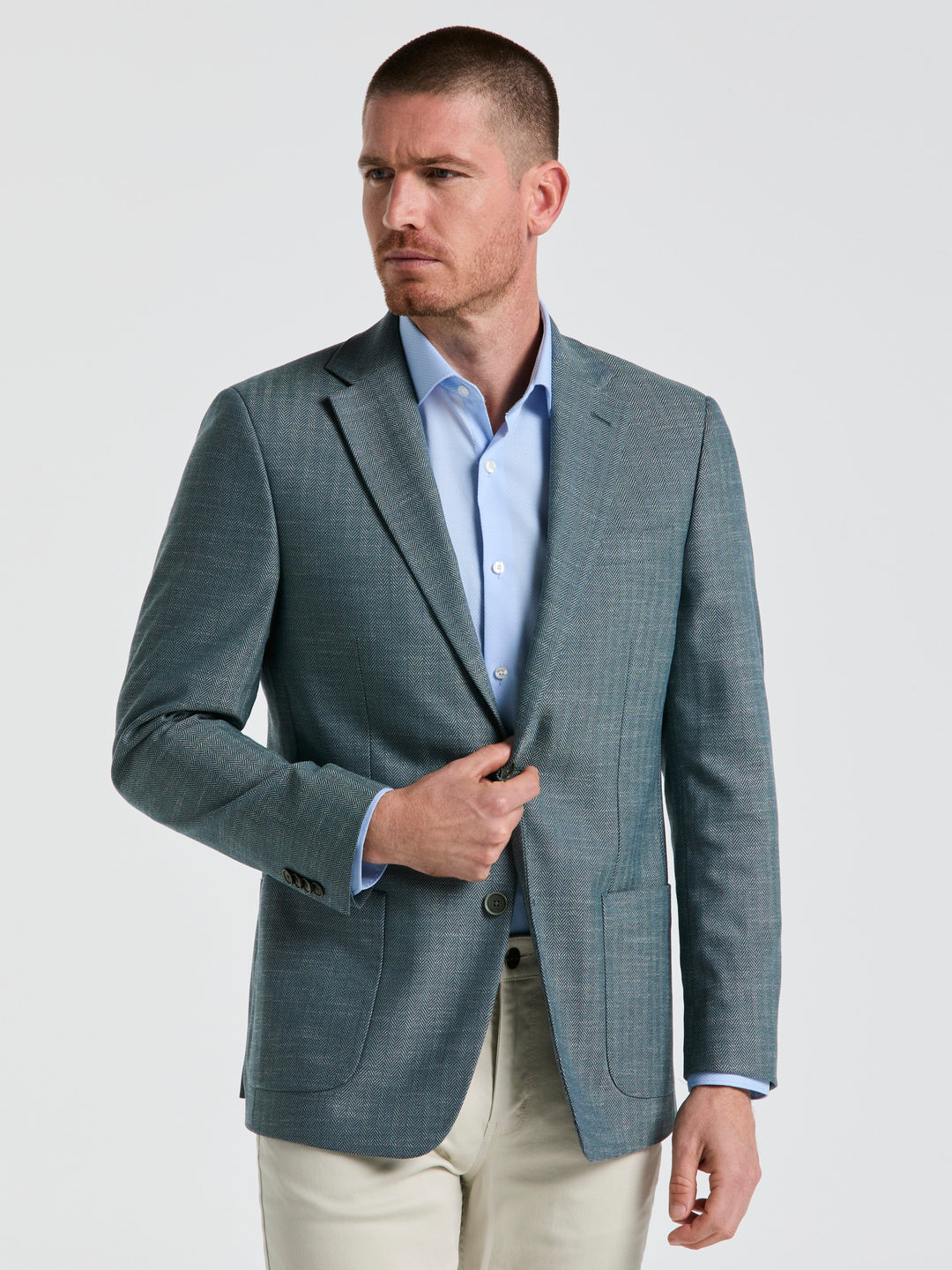 Herringbone Pattern Sports Coat (Green) 