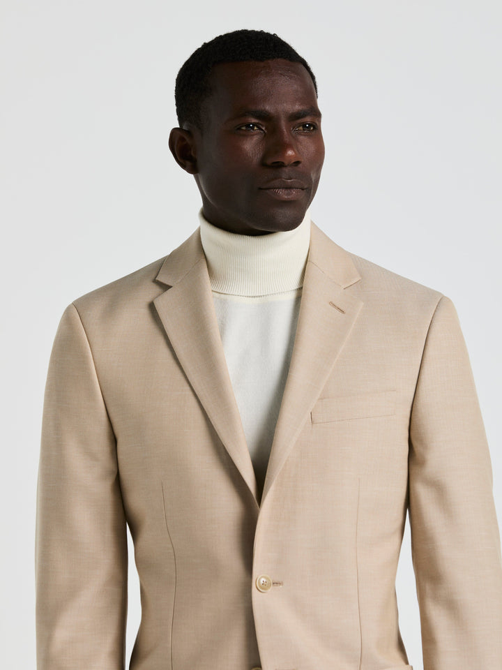 Herringbone Pattern Sports Coat (Beige) 