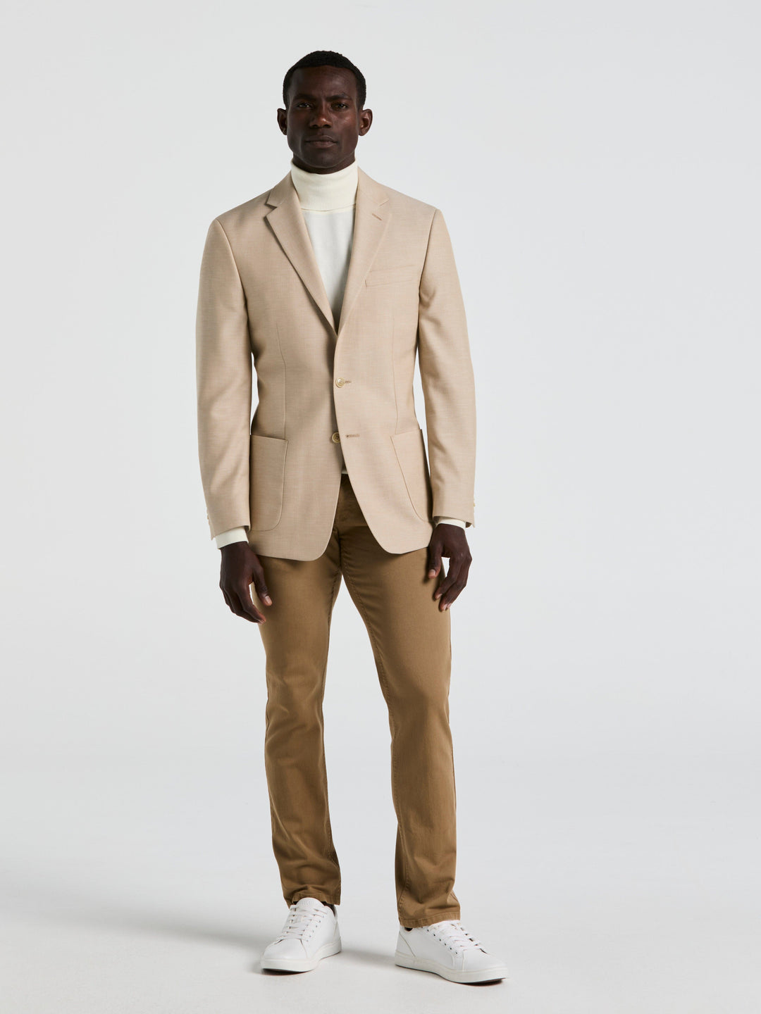 Herringbone Pattern Sports Coat (Beige) 