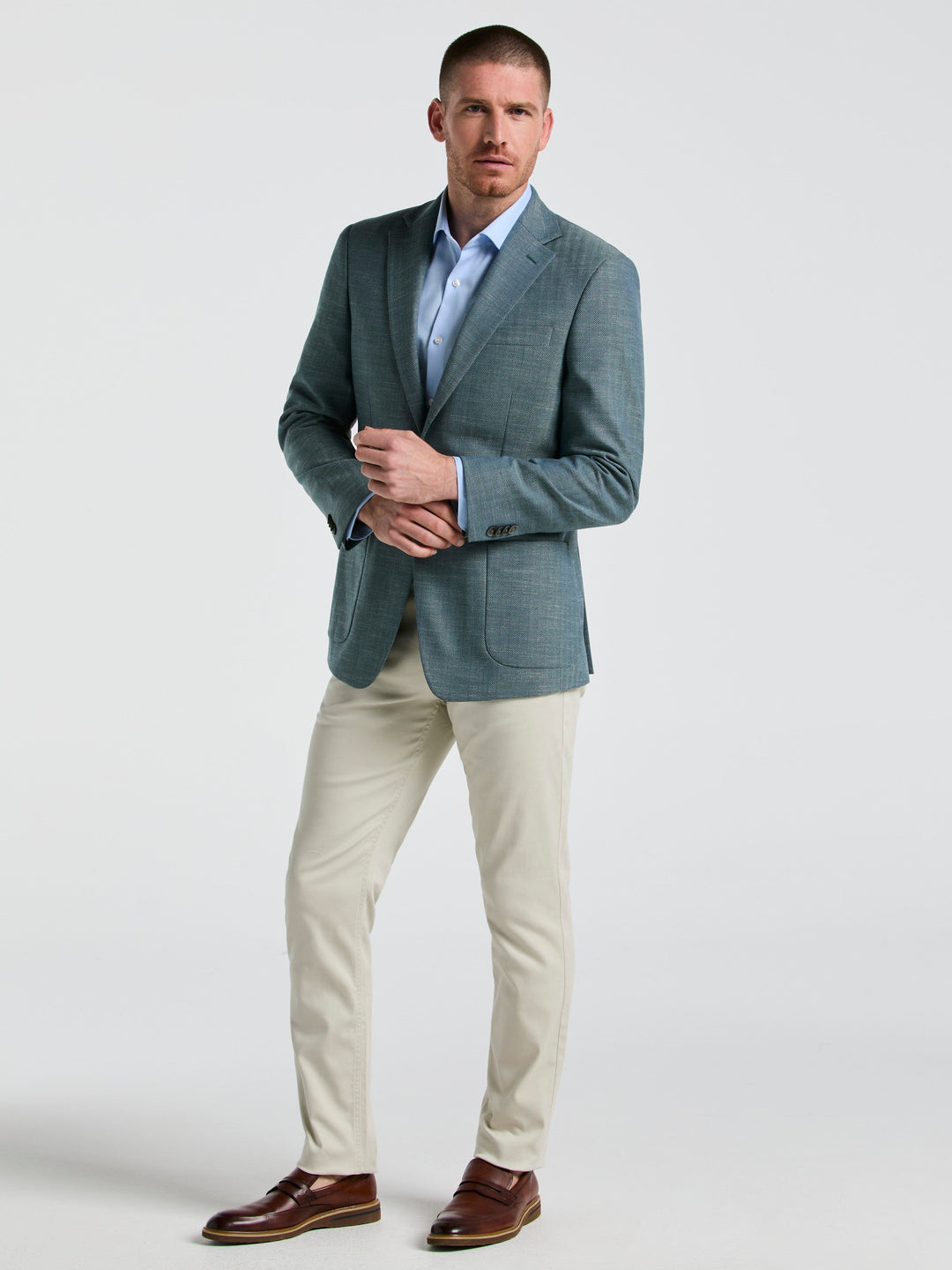 Herringbone Pattern Sports Coat (Green) 