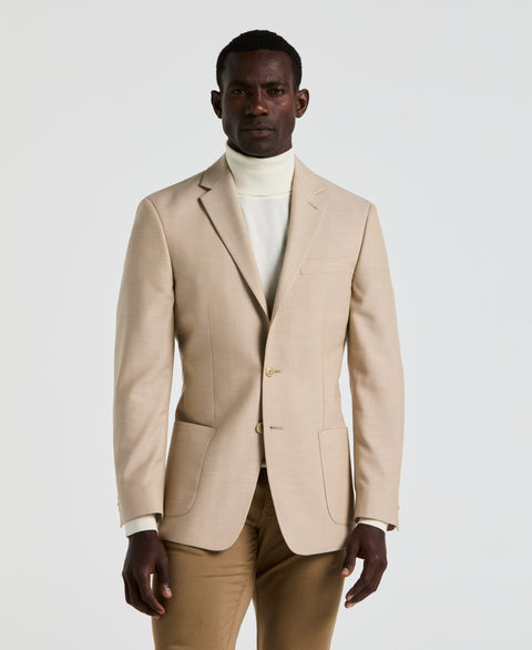 Herringbone Pattern Sports Coat (Beige) 