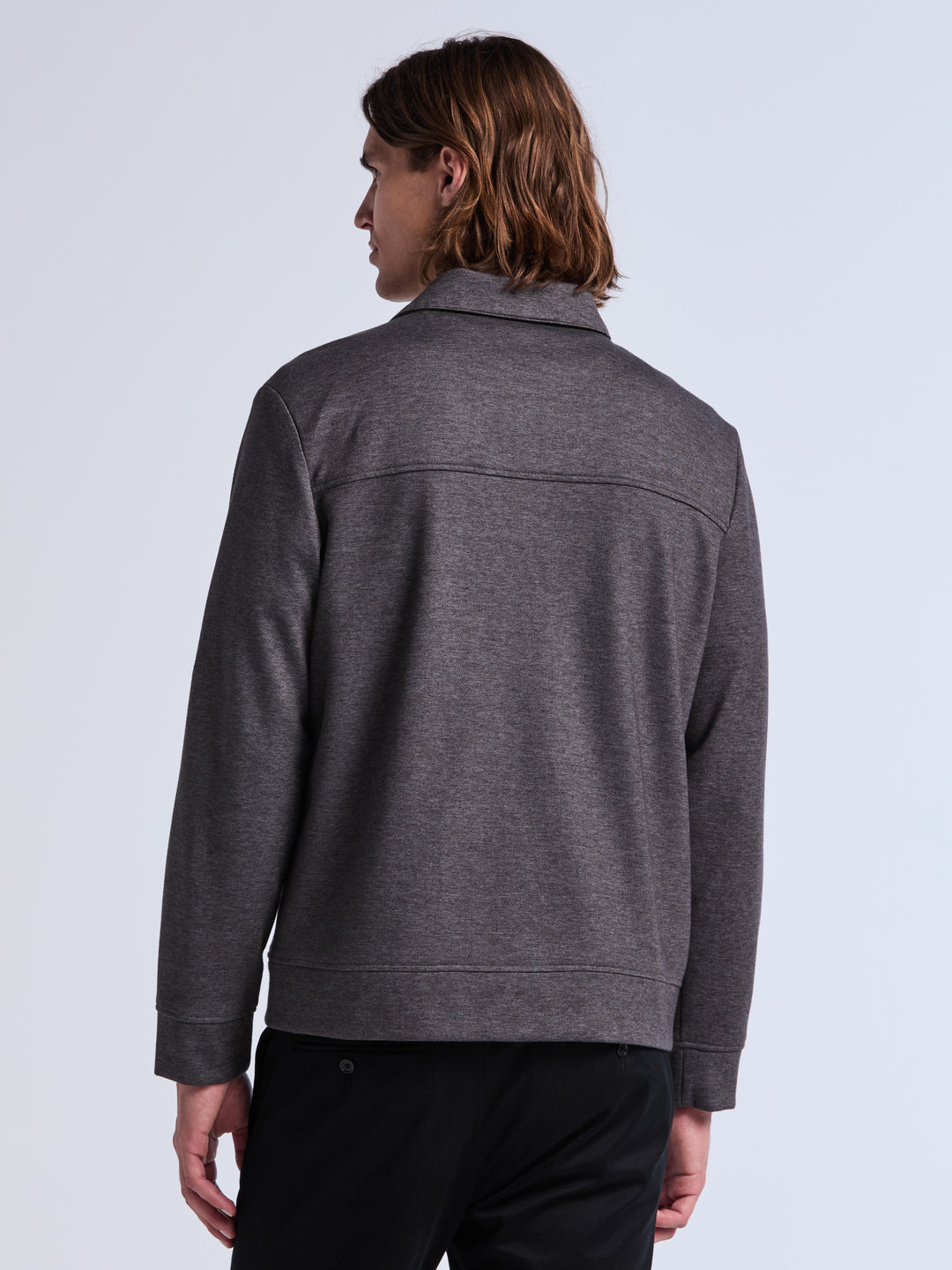 Herringbone Textured Zip Front Jacket (Magnet Htr) 