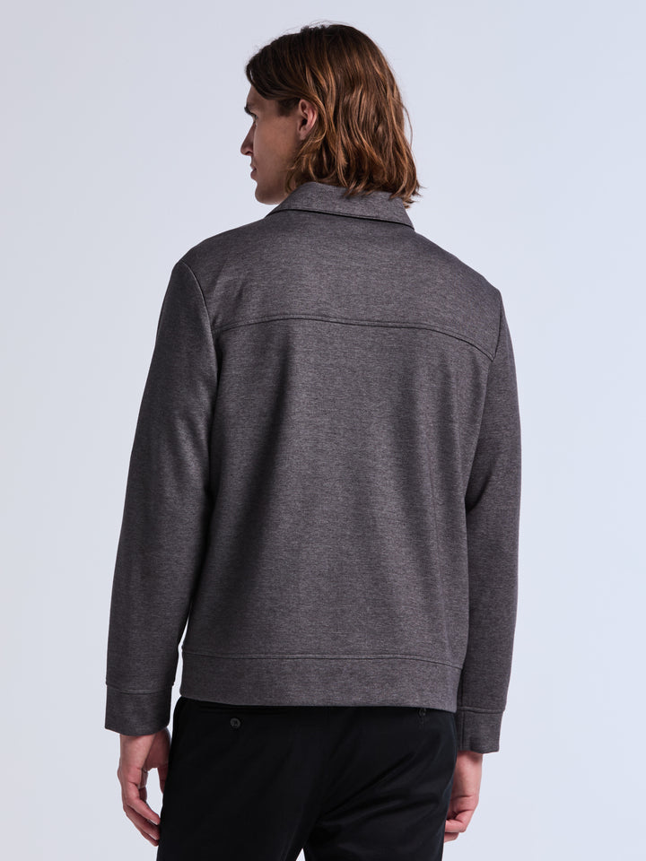 Herringbone Textured Zip Front Jacket (Magnet Htr) 