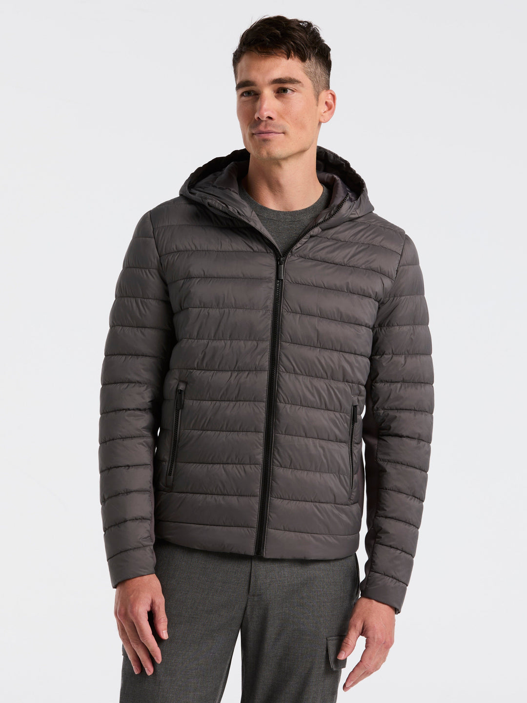 Hybrid Lightweight Puffer Jacket (Granite Gray) 