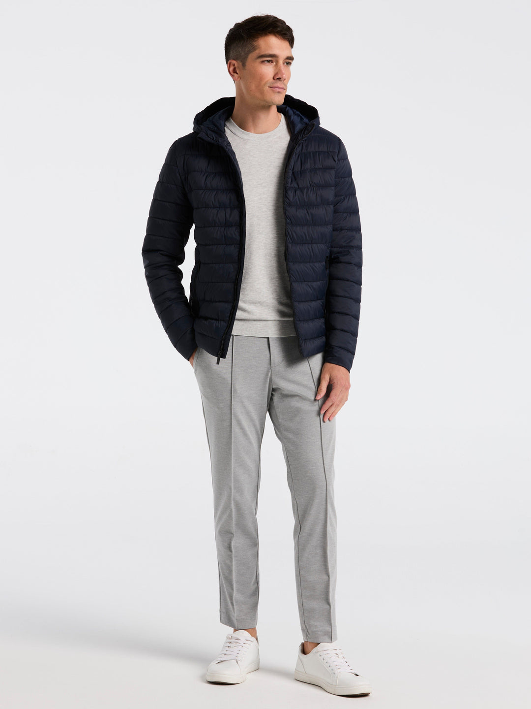 Hybrid Lightweight Puffer Jacket (Dark Sapphire) 