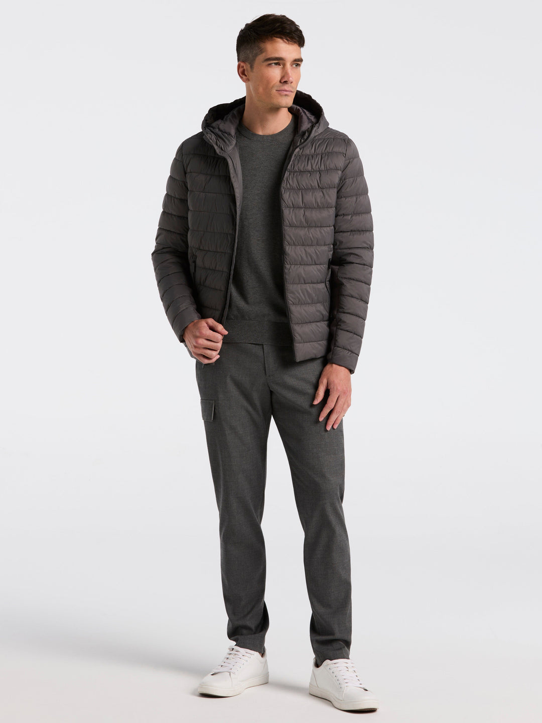 Hybrid Lightweight Puffer Jacket (Granite Gray) 