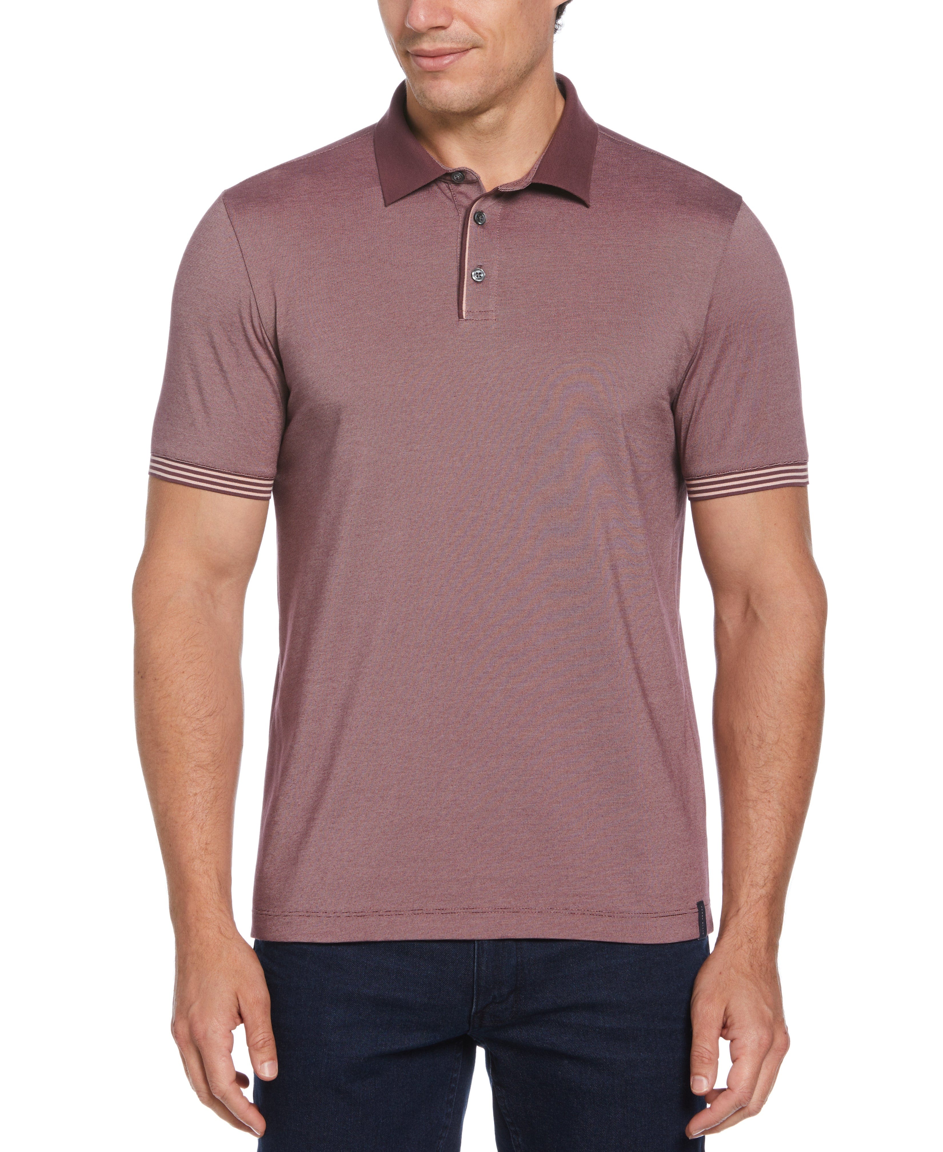 Perry Ellis men's short sleeve polo shirt with three-button placket