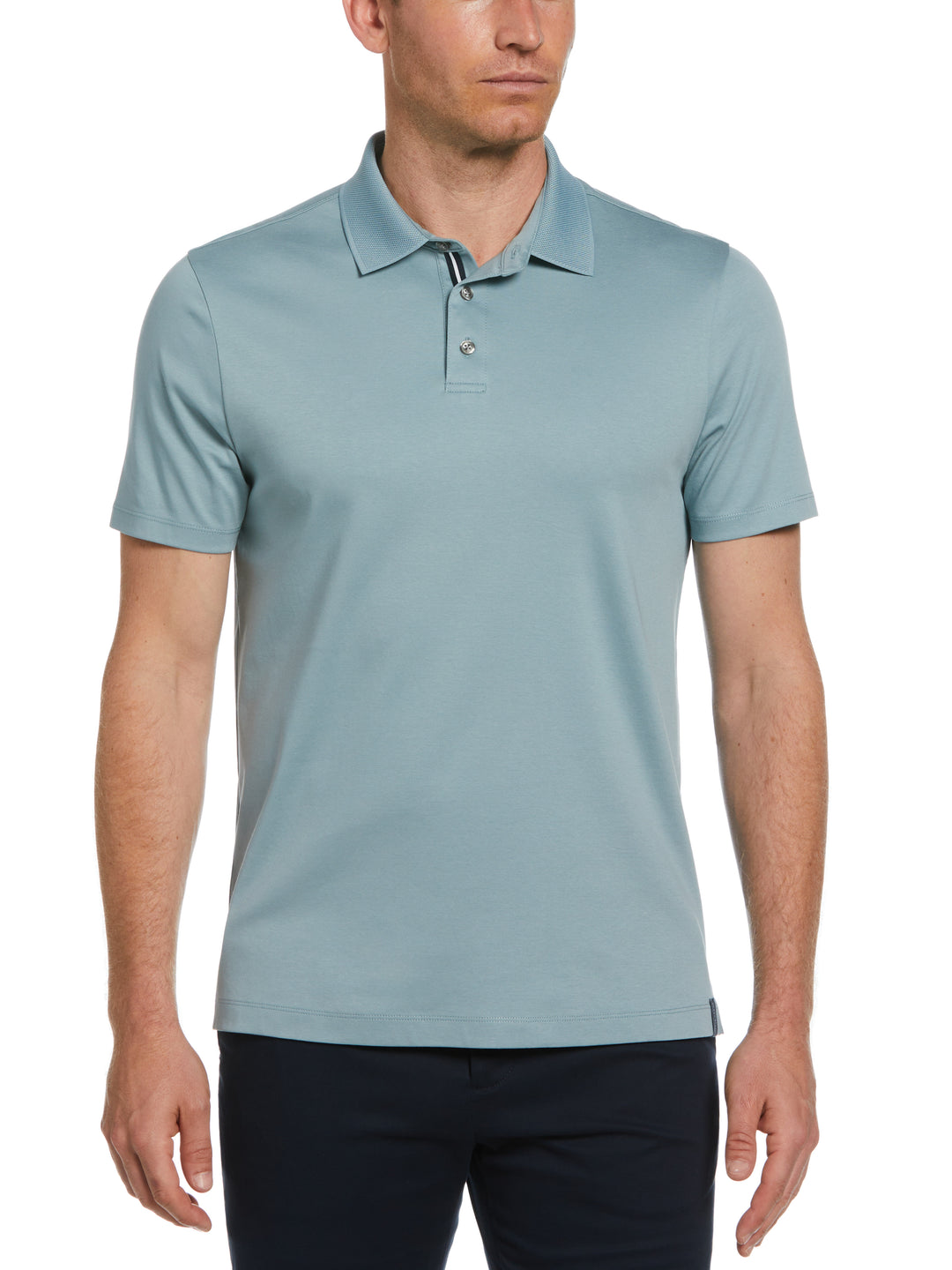 Cotton Textured Knit Polo Shirt (Citadel) 