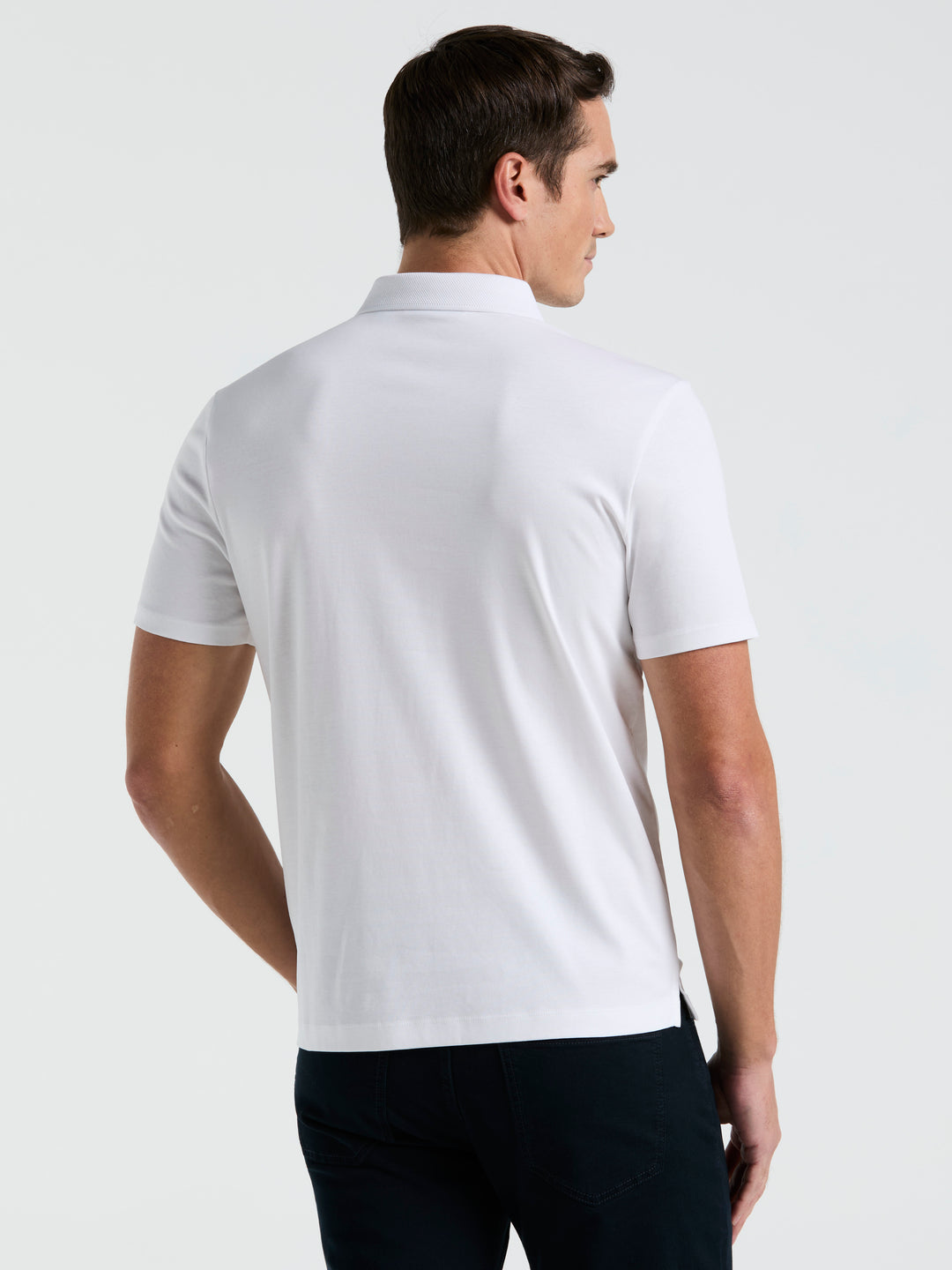Cotton Textured Knit Polo Shirt (Bright White) 