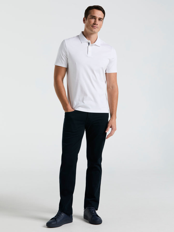 Cotton Textured Knit Polo Shirt (Bright White) 