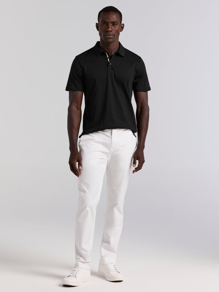 Cotton Textured Knit Polo Shirt (Black) 