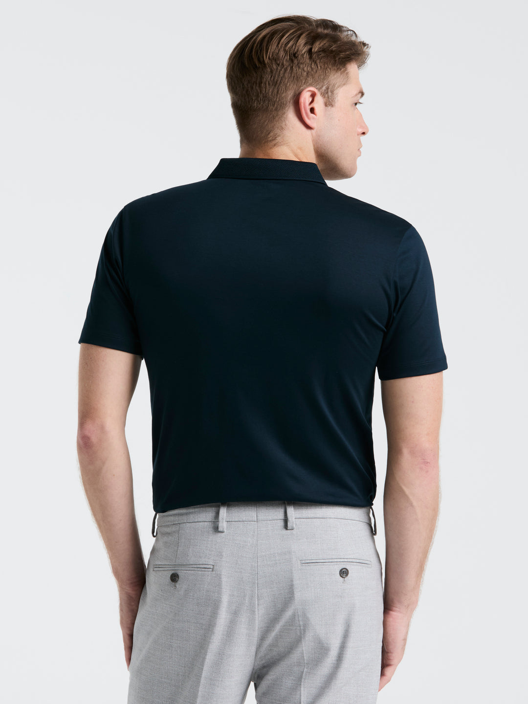 Cotton Textured Knit Polo Shirt (Dark Sapphire) 