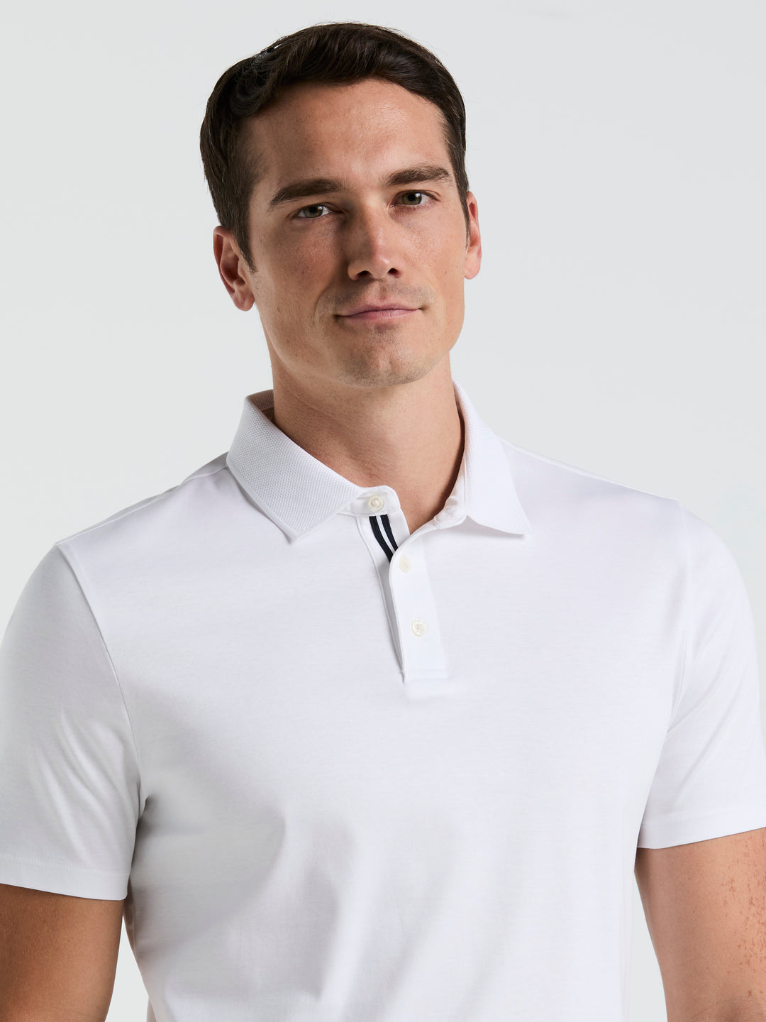 Cotton Textured Knit Polo Shirt (Bright White) 