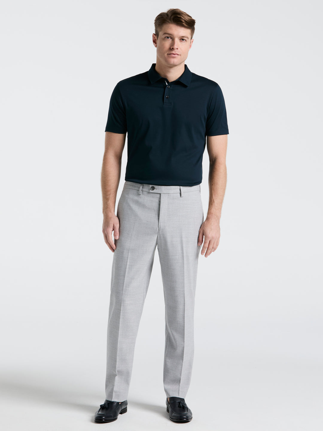 Cotton Textured Knit Polo Shirt (Dark Sapphire) 