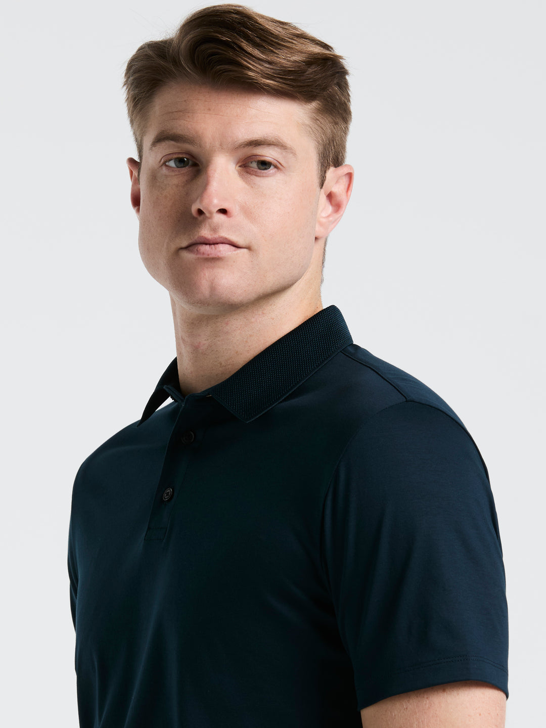 Cotton Textured Knit Polo Shirt (Dark Sapphire) 