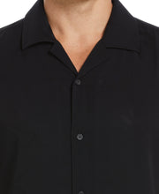 Jacquard Floral Print Camp Shirt (Black) 