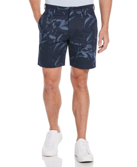 Jacquard Indigo Floral Pattern Slim Fit Shorts (Navy) 