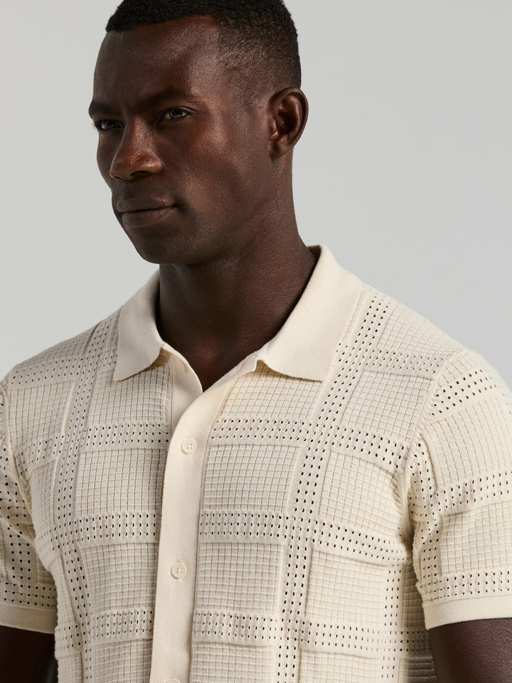 SS Open Stitch Jacquard Btn Front (Birch) 