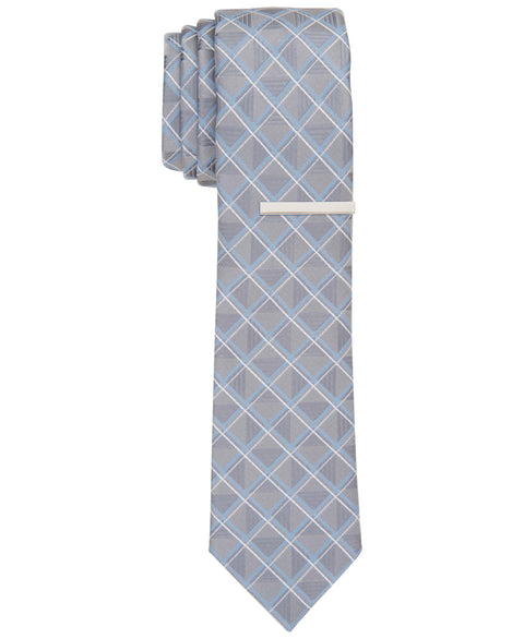 Karmen Grid Slim Tie (Silver) 
