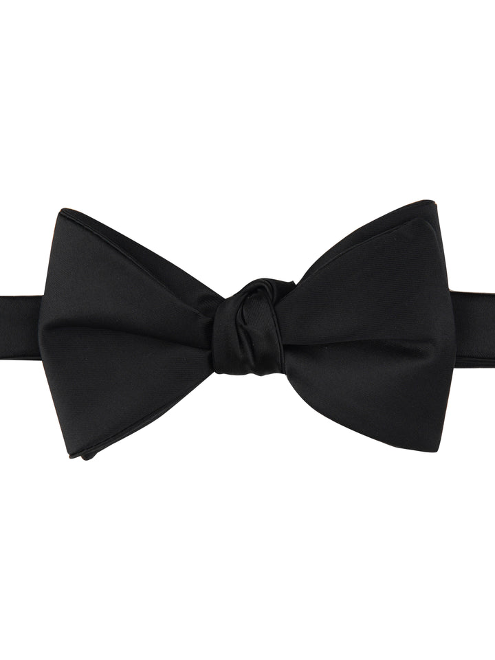 Large Black Pre-Tied Satin Bowtie (Black) 