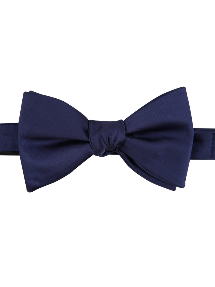 Large Black Pre-Tied Satin Bowtie (Navy) 