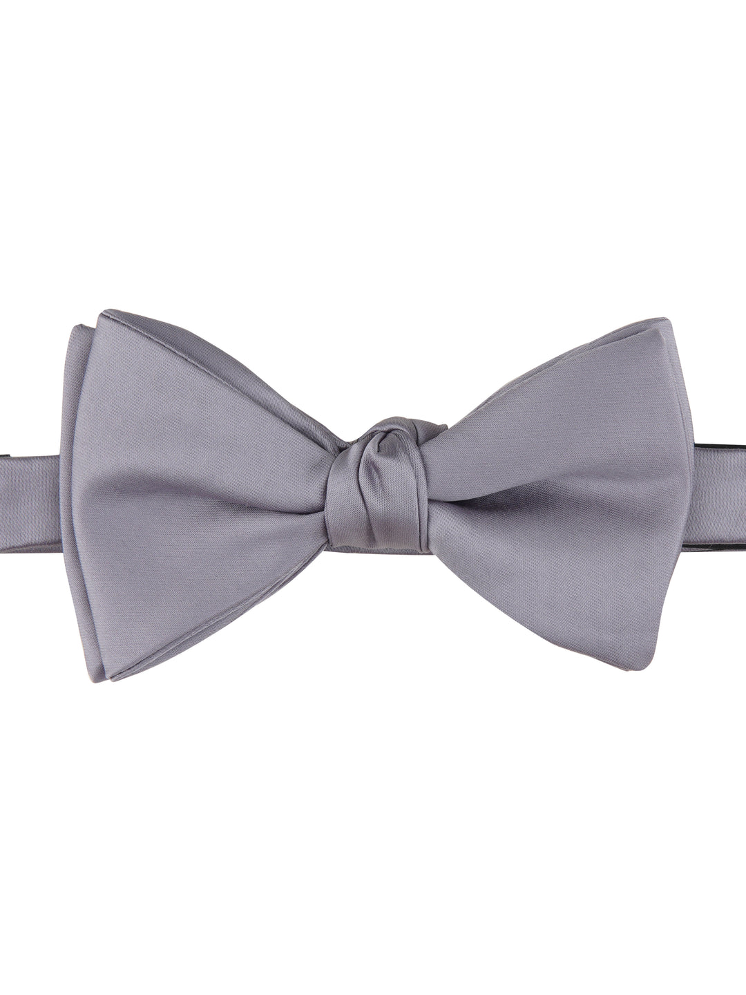 Large Black Pre-Tied Satin Bowtie (Silver) 