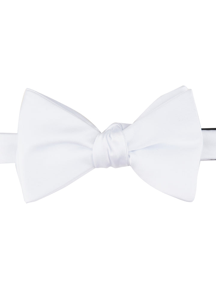 Large Black Pre-Tied Satin Bowtie (Wht) 