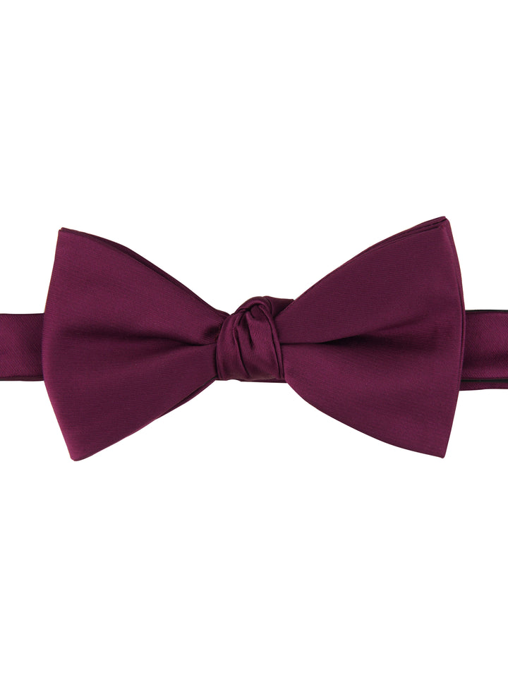 Large Black Pre-Tied Satin Bowtie (Wine) 