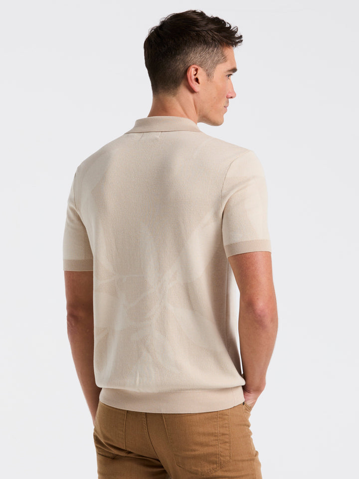 Short Sleeve Leaf Open Polo Sweater (Moonstruck) 