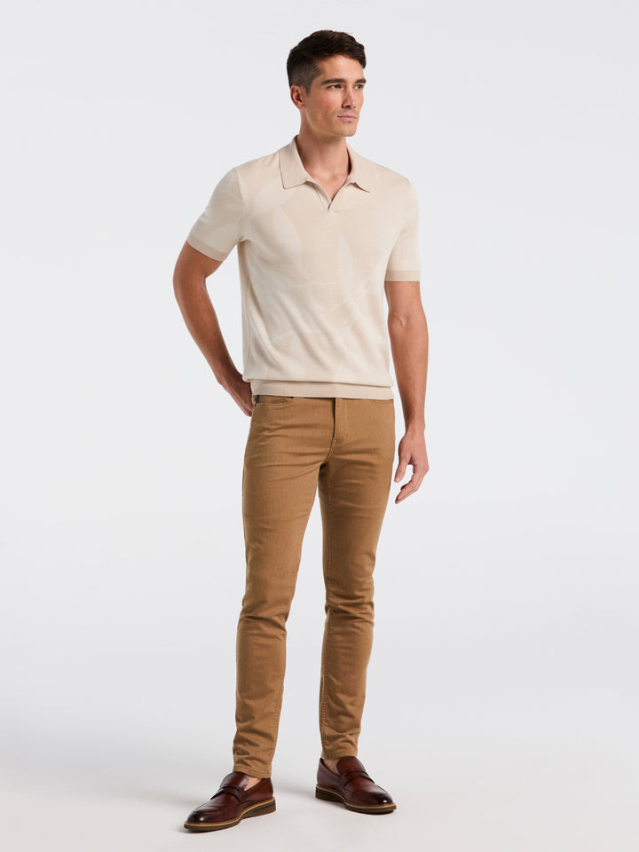 Short Sleeve Leaf Open Polo Sweater (Moonstruck) 