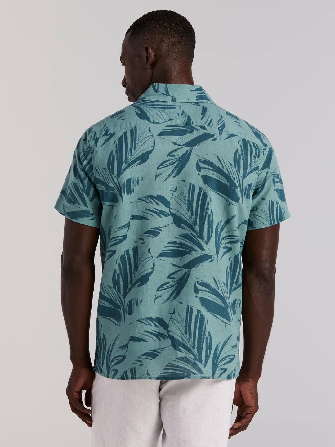 Leaf Print Camp Collar Shirt (Arctic) 