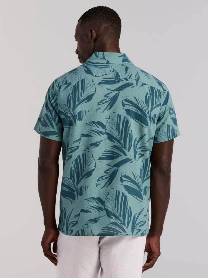Leaf Print Camp Collar Shirt (Arctic) 