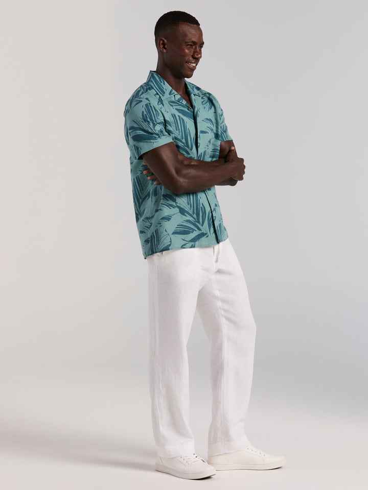 Leaf Print Camp Collar Shirt (Arctic) 