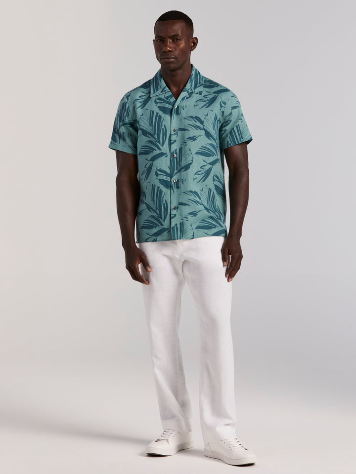 Leaf Print Camp Collar Shirt (Arctic) 