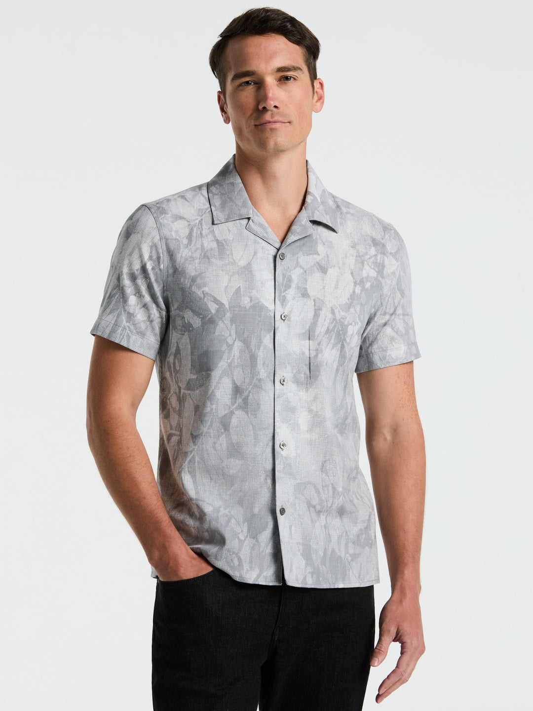Leaf Print Camp Collar Shirt (Quiet Shade) 