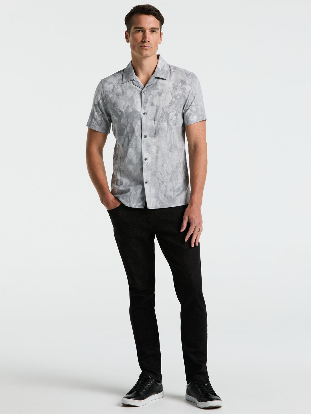 Leaf Print Camp Collar Shirt (Quiet Shade) 