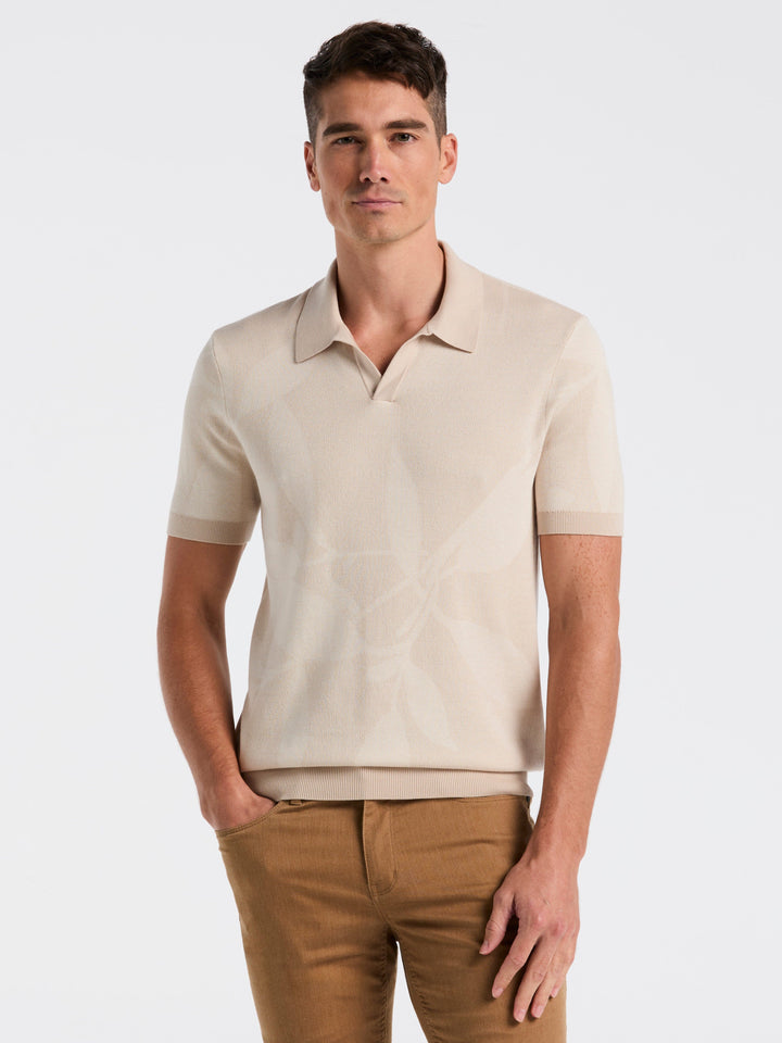 Short Sleeve Leaf Open Polo Sweater (Moonstruck) 