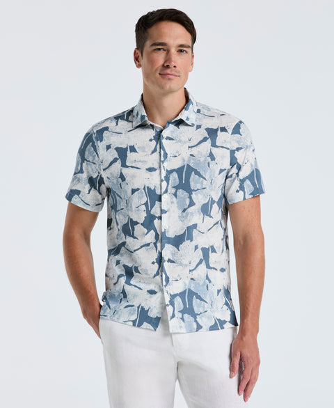 Leaf Print Shirt (Blue Mirage) 