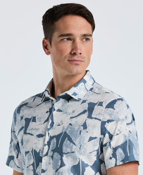 Leaf Print Shirt (Blue Mirage) 