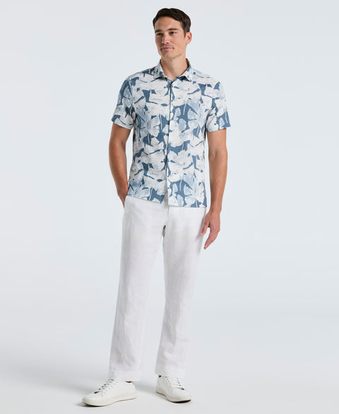 Leaf Print Shirt (Blue Mirage) 